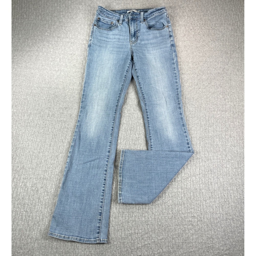 Levis 725 High Rise Bootcut Jeans Womens 27/26x30 Light Wash Faded Denim Pants